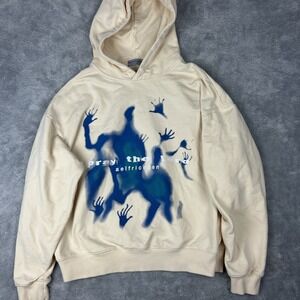 Aelfric Eden Hoodie Oversized XS Cream & Blue "Pray the Lord" Streetwear